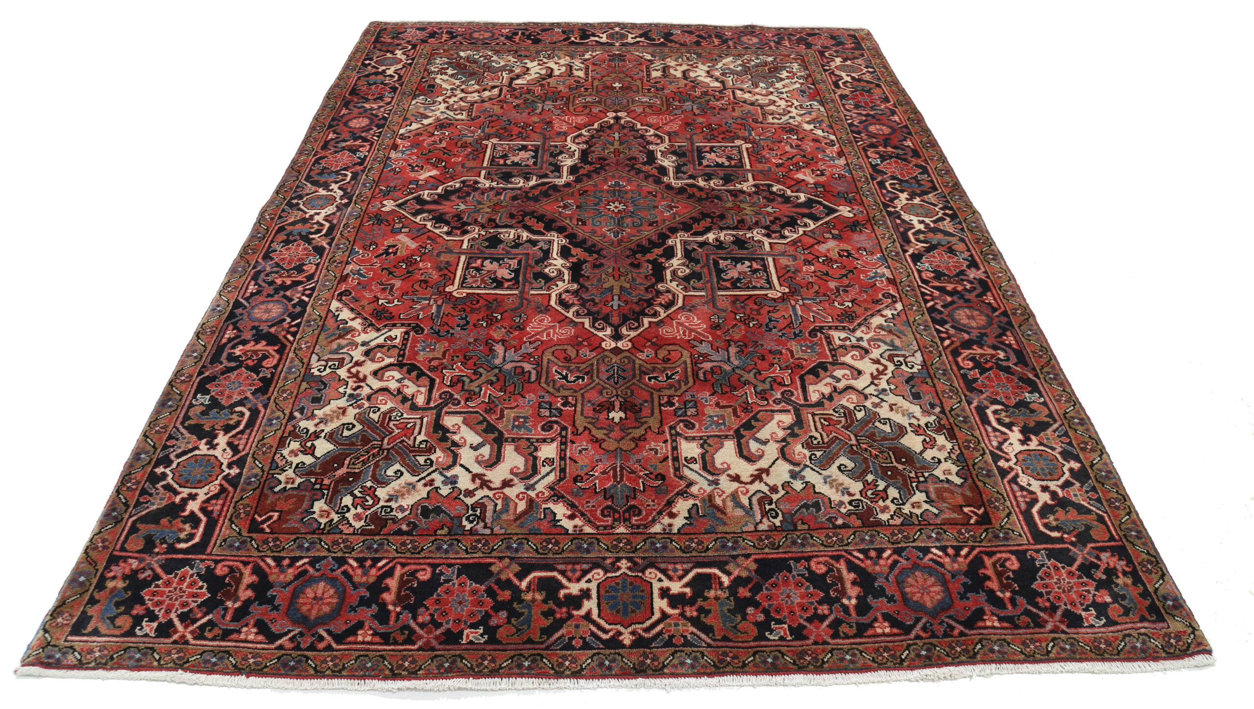 6’9″ x 9’4″ Heriz Authentic Persian Rug - Image 7