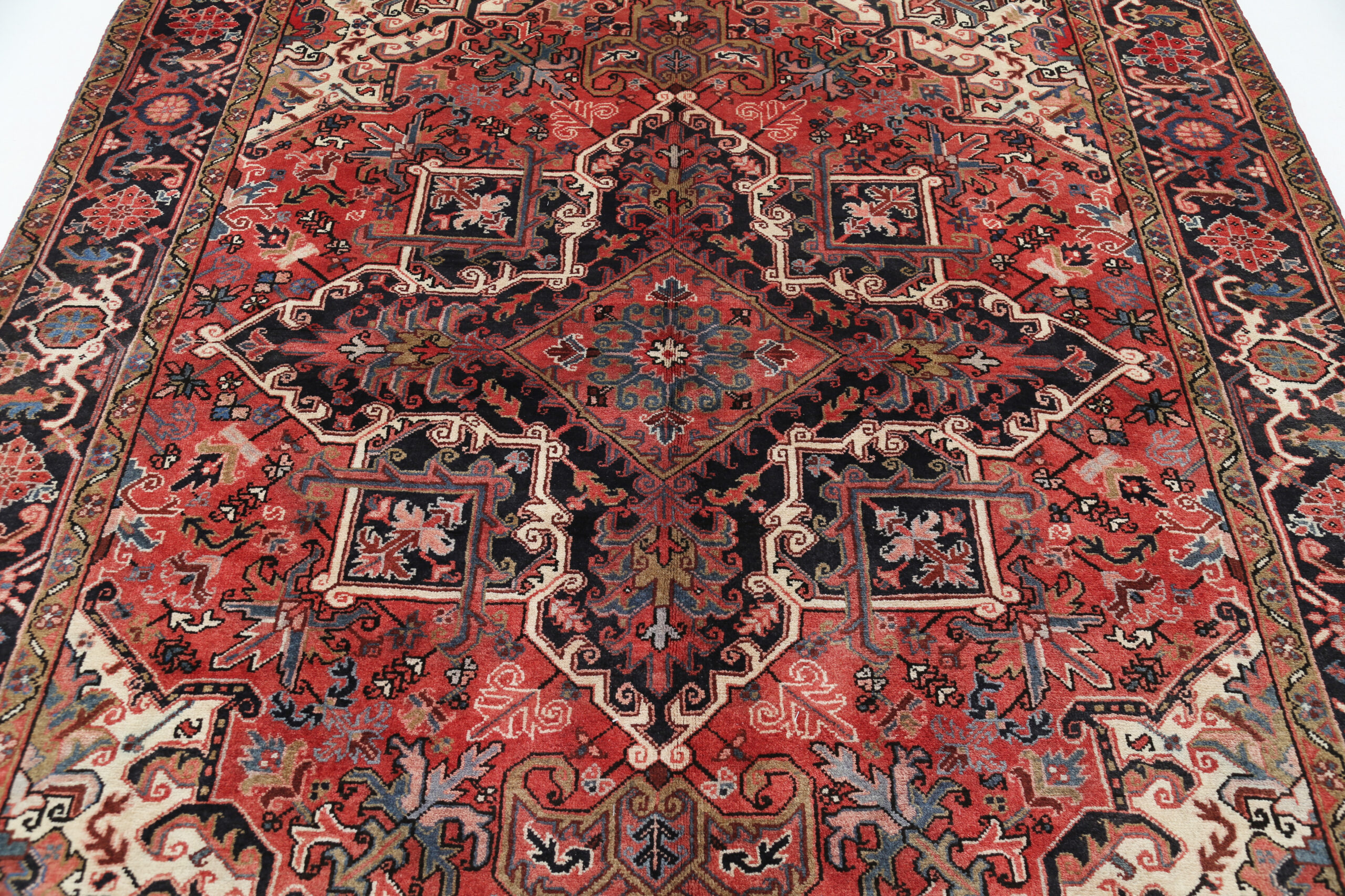 6’9″ x 9’4″ Heriz Authentic Persian Rug - Image 6