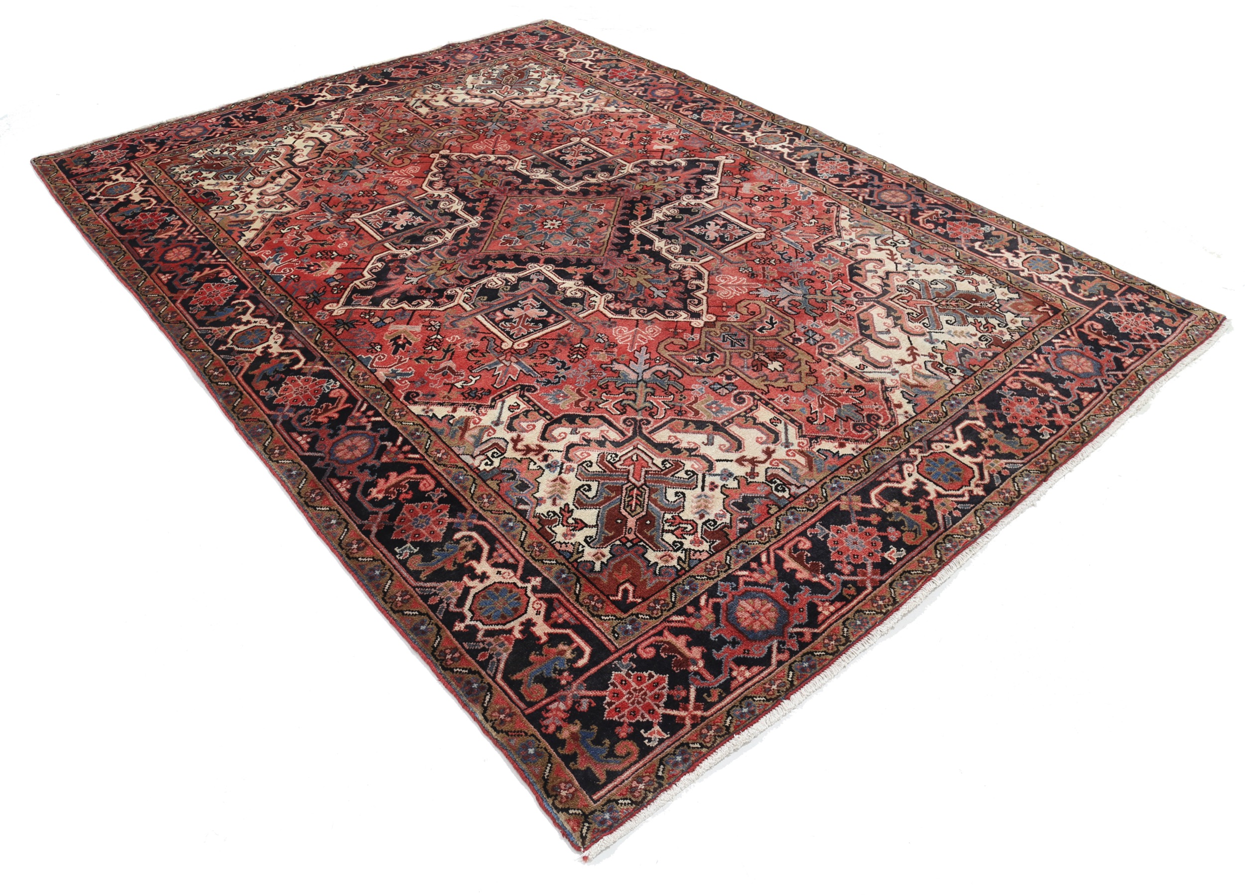 6’9″ x 9’4″ Heriz Authentic Persian Rug - Image 4