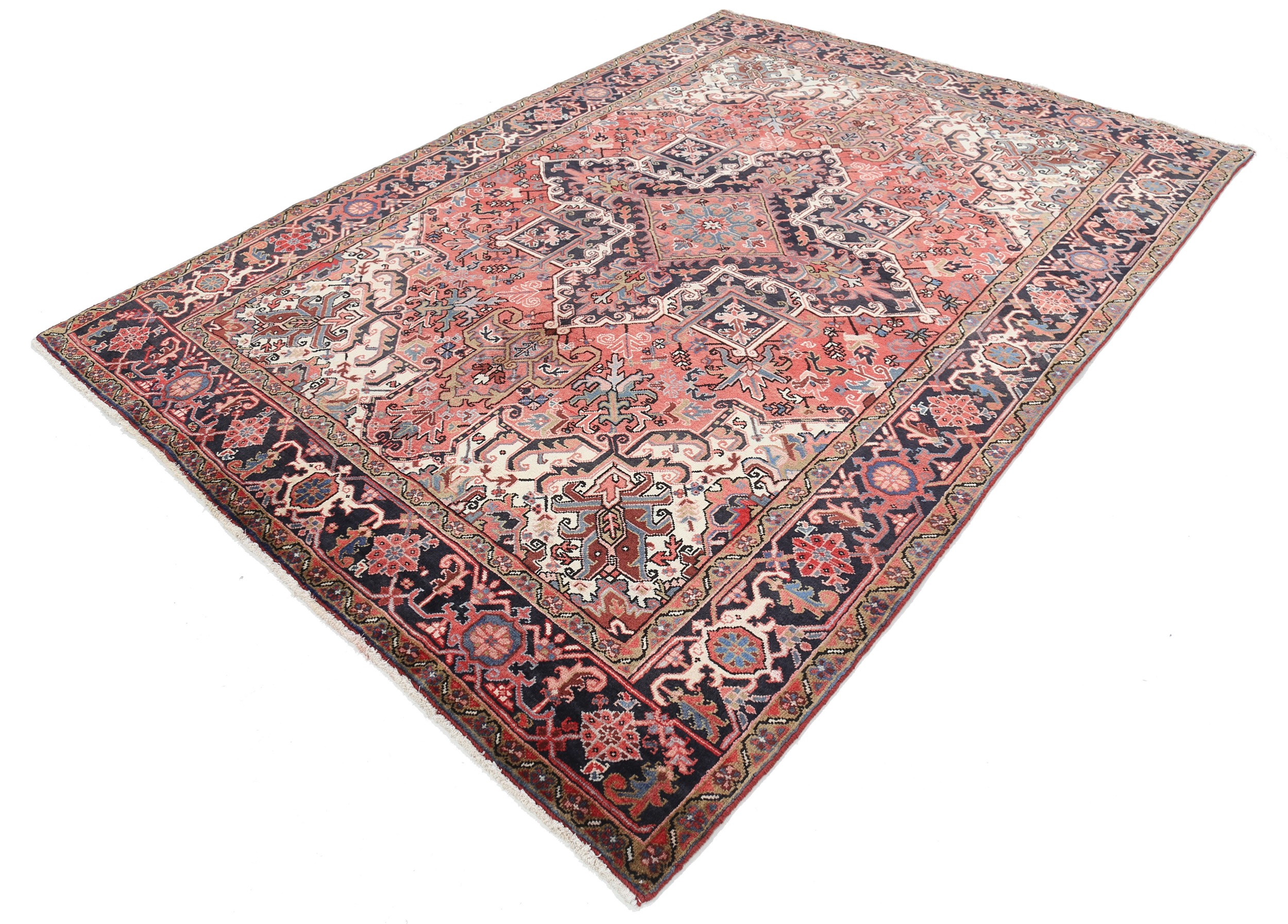 6’9″ x 9’4″ Heriz Authentic Persian Rug - Image 3