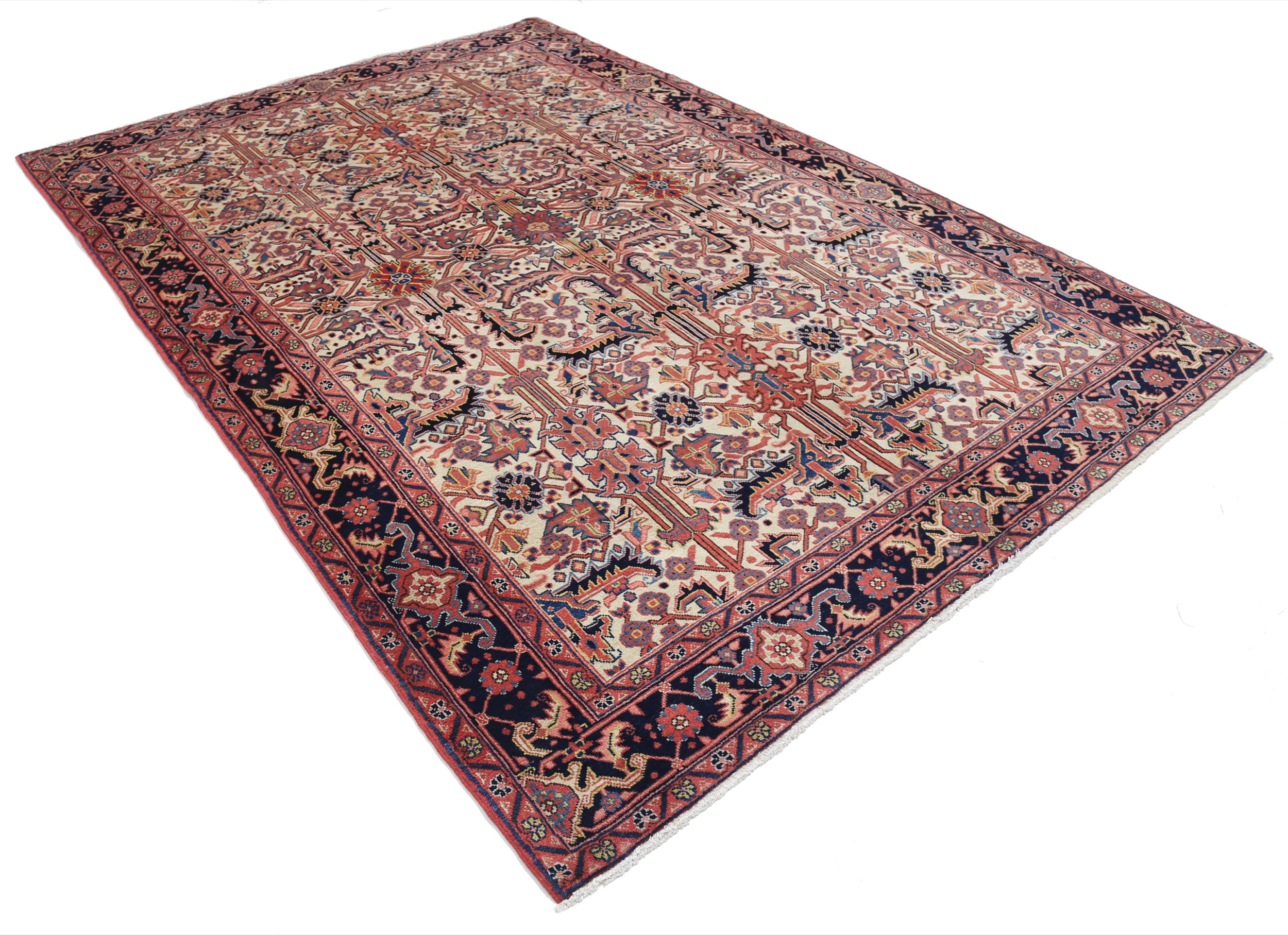 6’9″ x 9’9″ Heriz Authentic Persian Rug - Image 4