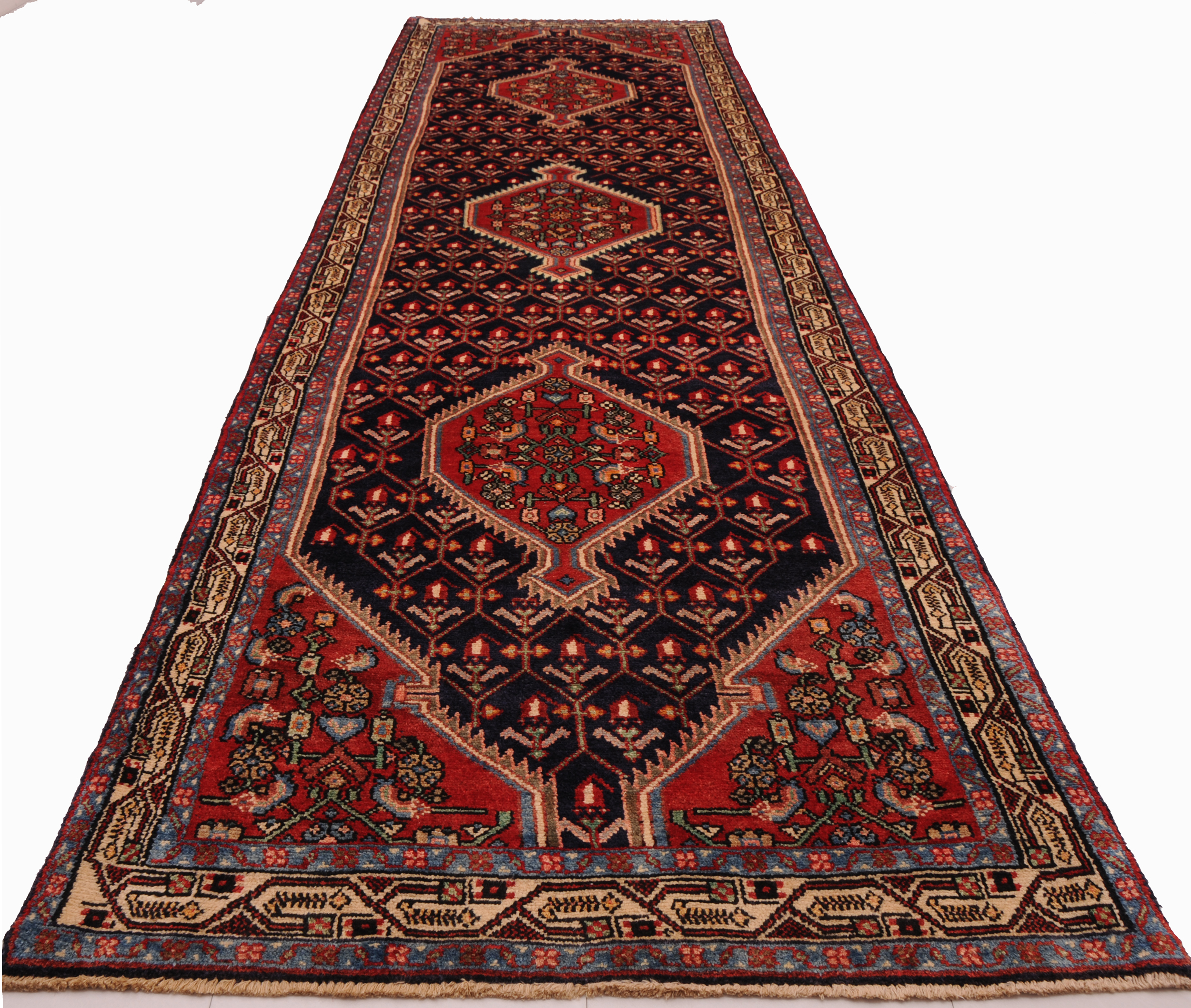 3’3″ x 12′ Hamadan Persian Runner Rug - Image 9