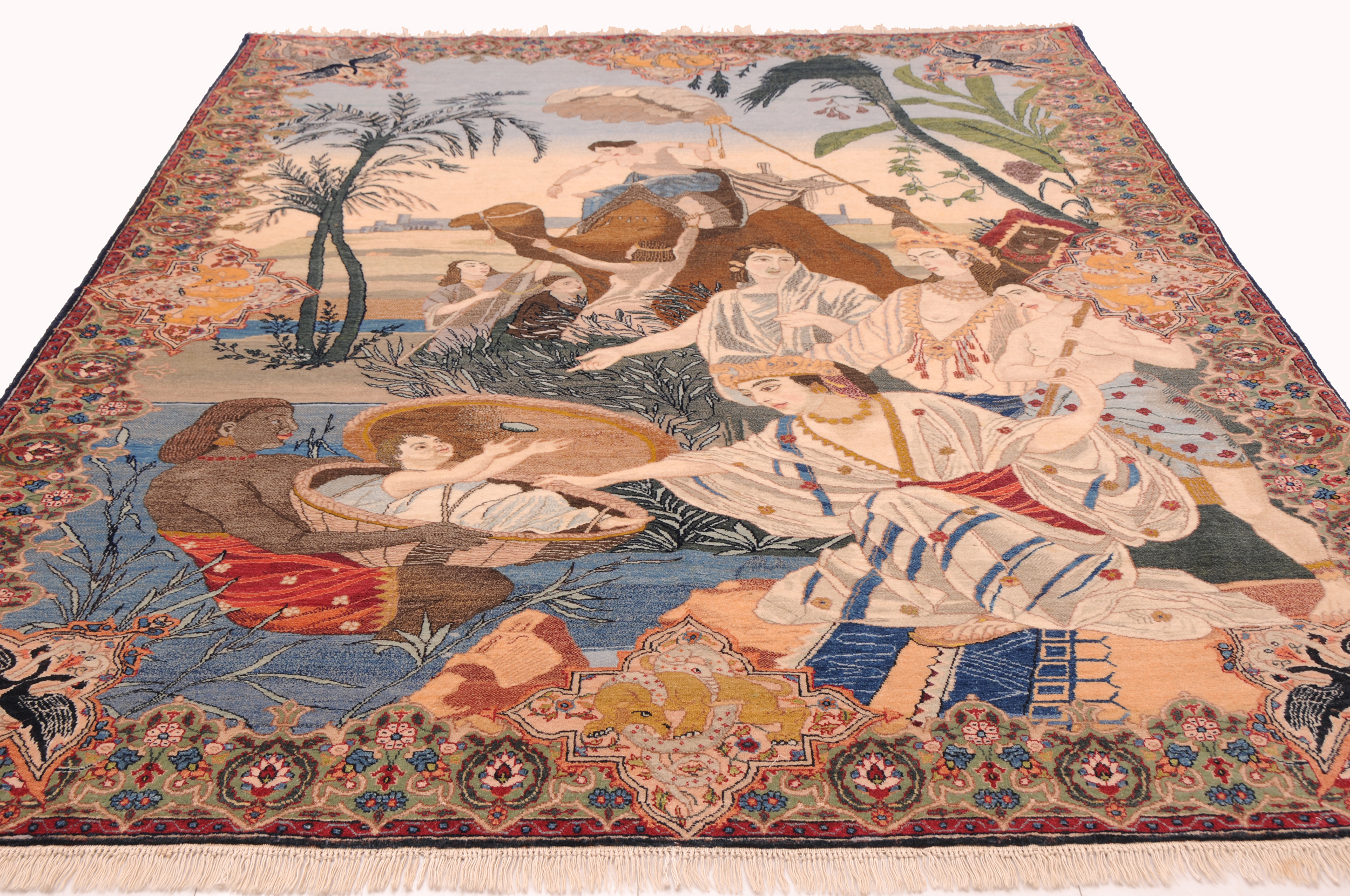 4’7″ x 6’5″ Pictorial Tabriz Authentic Persian Rug - Image 11